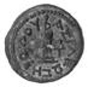 Jewish Coinage, Judaea, Herod The Great, 37-4BC, Æ 25, Tripod, around in Greek “King Herod”; reverse head-dress...