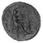 Septimius Severus (193-211), Septimius Severus, As, reverse pm. tr. p. xvii cos iii. p.p. s.c. Roma seated right; in...