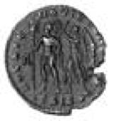 Vetranio (350), Vetranio, 350, Æ 2, Siscia, reverse hoc signo victor eris, Emperor standing left being crowned by...