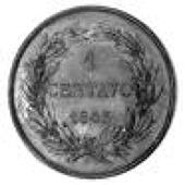 Republic, 1-Centavo, 1843 (KM 3). Small mark in reverse field, otherwise good extremely fine with much original...