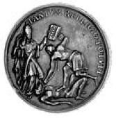 Death of Sir Edmundbury Godfrey, 1678, a silver medal by G. Bower, draped bust right, hands strangling him with his...