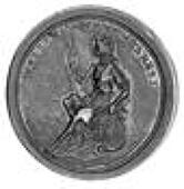 The Prudence of James II, 1685, a silver medal by G. Bower, laureate bust right, reverse Britannia seated left, 29mm...