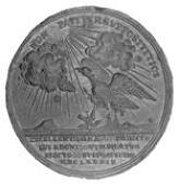 William and Mary (1689-1694), 1689, a pewter medal by J. Luder, bust of Mary left, reverse eagle flying towards the...