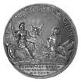 Anne (1702-1714), Battle of Blenheim, 1704, a silver medal by J. Croker, bust of Anne left, legend reads FRA,...