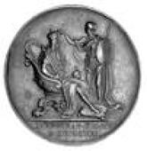 Coronation of George I, a silver medal by J. Croker, bust right, reverse King enthroned, being crowned by Britannia,...