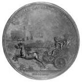 Escape of Princess Clementina Sobieski from Innsbrück, 1719, a copper medal by O. Hamerani, bust left, reverse...