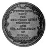 Peace of Paris, 1814, a copper medal by G. Mills, bust of von Blücher right, reverse legend in 11 lines within...