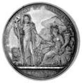 George III, Dedication Medal, 1817, in silver, by T. Webb and A.J. Depaulis for Mudie, bust right, reverse standing...