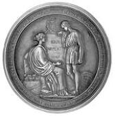 City of London School, Founded 1834, a silver award medal by B. Wyon, frontal elevation of the School, reverse...
