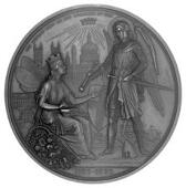 700th Anniversary of the Mayoralty of the City of London, 1889, a large bronze medal by A. Kirkwood & Sons, busts of...