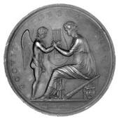 Pietro Metastasio, 1805, a copper medal by T. Mercandetti, bust left, reverse seated Muse teaching young winged...