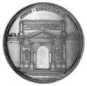 Vatican: Restoration of the Porta Pia, 1864, a silver medal by I. Bianchi, bust of Pius IX left, reverse gateway,...