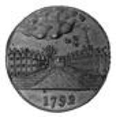 Sussex, Horsham, Skidmore’s Halfpenny, bust of George III right, reverse view of a street, edge lettered (DH 28)....
