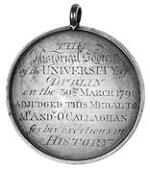 University of Dublin Historical Society, 1791, silver medal, 55mm, by W. Mossop, standing figure of Fame, with...