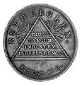 Scottish Historical Medallions, Rutherglen, 1812, obverse a pyramid inscribed truth honour industry independence,...