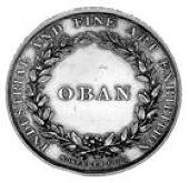 Scottish Historical Medallions, Industrial and fine art exhibition oban within laurel wreath. November 1893....