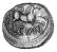 Trinovantes and Catuvellauni, Cunobelin, gold Stater, Linear type, corn dividing ca mv, reverse horse right, cvn...