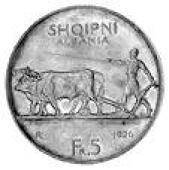 Albania, Republic, President Amet Bey Zogu, silver 5-Franga Ar, 1926 (KM 8.1). Good extremely fine, reverse...