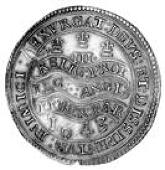 Charles I (1625-1649), Triple-Unite, 1643, bust left with scarf, below olive branch, mm. plume with bands, reverse...