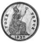 William IV (1830-1837), BRITANNIA GROAT,1837 Proof, plain edge (ESC 1923A-R4; SC 40).  About as struck, extremely...