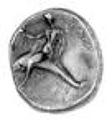 Italy, Calabria, Tarentum, Stater, rider right crowning horse, rev. Taras on dolphin left, holding trident, 7.11gm...