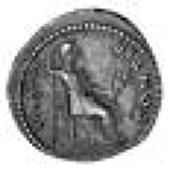 Tiberius (AD 14-37), Denarius, 36-37, Lugdunum, laureate head right, rev. pontif maxim, female figure seated right,...