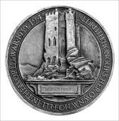 A Second War memorial plaque issued by the town of Redruth, Cornwall, uniface, in bronze, 135mm, signed ‘A.C....