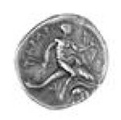 Italy, Calabria, Tarentum, Didrachm, 281-272 BC, naked boy on horseback right, rev. Taras holding bow and arrow, sat...