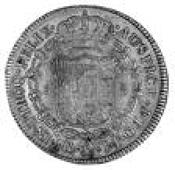 Colombia, Ferdinand VII, 8 Escudos, 1819JF, Nuevo Reino [Santa Fé de Bogota], laureate bust right, rev. crowned...