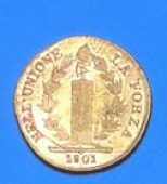 Italy, Ligurian Republic, 96 Lire, 1801, Anno IV, similar (Mont. 65; Varesi 2; F 448). Obverse good very fine,...