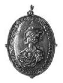 Charles I and Henrietta Maria, Royalist badge, in silver, by T. Rawlins, bust of Charles right, incuse legend ends...