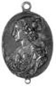 Charles I and Henrietta Maria, Royalist badge, in silver, unsigned [by T. Rawlins], laureate bust of Charles left,...