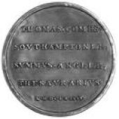 Earl of Southampton, 1664, a Stuart restitution of the silver medal by T. Simon, bust left, wearing cap, rev. legend...