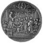 William and Mary (1689-1694), Coronation Festivities in Rotterdam, 1689, a silver medal, unsigned, shield of...