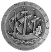France, Université de Paris, 1895, a silver medal by J.-C. Chaplain, female seated on throne, holding a book,...