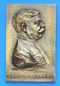 France, Camille Legrand, c.1905, a cast bronze electrotype plaque by I. Rouchomowsky, bust right, rev. frontal...