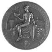 France, Chambre de Commerce de Perpignan et des Pyrénées Orientales, 1927, a bronze medal by R. Bénard, naked...
