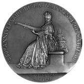 France, 250th Anniversary of the Birth of Antoine Watteau, 1934, a bronze medal by G.-H. Prud’homme, bust...