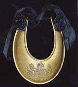 Royal Marines, an extremely fine and rare officer’s copper gilt gorget c1801-1813, engraved are the Royal Arms of...
