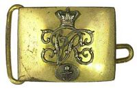Royal Marines, an extremely rare Field Officer’s two part rectangular waist belt plate c1837-1855, the copper gilt...