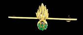 The Royal Scots Fusiliers, a very fine pin-bar example the collar badge style mount in 14ct gold and green enamel,...