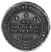 Spanish Netherlands, Oxford mint, Pound, 1643, mm. plume (with bands) on obv. only, large horseman of fine...