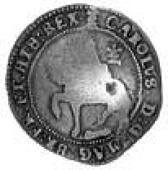 Spanish Netherlands, Oxford mint, Halfcrown, 1644, mm. plume (with bands) on obv. only, small equestrian portrait...