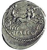 Roman Republic, C. Fabius Hadrianus, 102 BC, Denarius, bust of Cybele right, wearing turreted crown, ex a pv behind,...