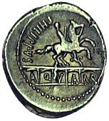 Roman Republic, L. Marcius Philippus, Denarius, 56 BC, head of Ancus Marcius right, lituus behind, ancvs below, rev....