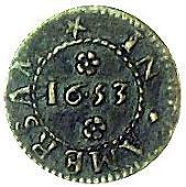 17th Century, Amersham, Elizabeth Rutt, Halfpenny, 1668, shuttle, 1.47g/3h (Berry & Morley 5; BW. 4); William...