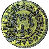 17th Century, Amersham, Richard Webb, Halfpenny, [16]66, hand holding axe over leaf, 2.57g/6h (Berry & Morley 7; BW....