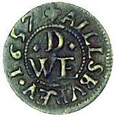 17th Century, Aylesbury, W[illiam] D[awney], Farthings, 1657 (2, different dies), bust of Henry VIII facing, holding...