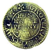 17th Century, Aylesbury, Alexander Trott, Halfpenny, 1669, Grocers’ arms, 1.43g/6h (Berry & Morley 23; SCBI Norweb...