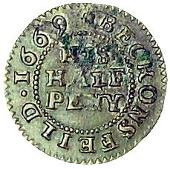 17th Century, Beaconsfield, John Foscet, Halfpence, 1669 (2, different rev. dies), paschal lamb, 1.11g/9h (Berry &...